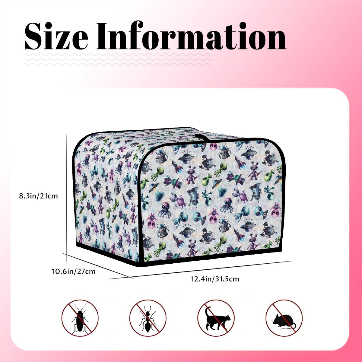 6 Alien Designs, 4 Slice Toaster Cover