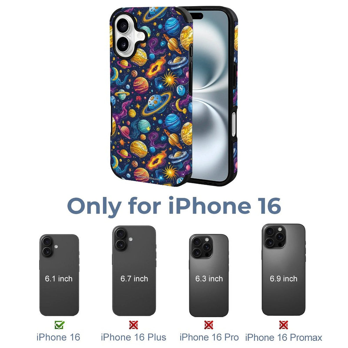 12 Galaxy Outer Space Designs, Microfiber iPhone 16 Cases