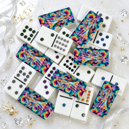 Hippie Lady Double 12 Mexican Train Dominoes Set