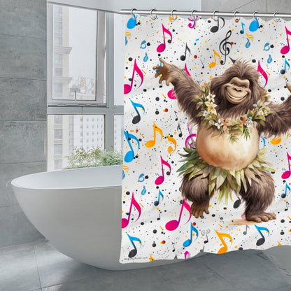 Bigfoot Sasquatch Dancing, Waterproof Polyester Shower Curtain – Made in the USA – 70.8x70.8”