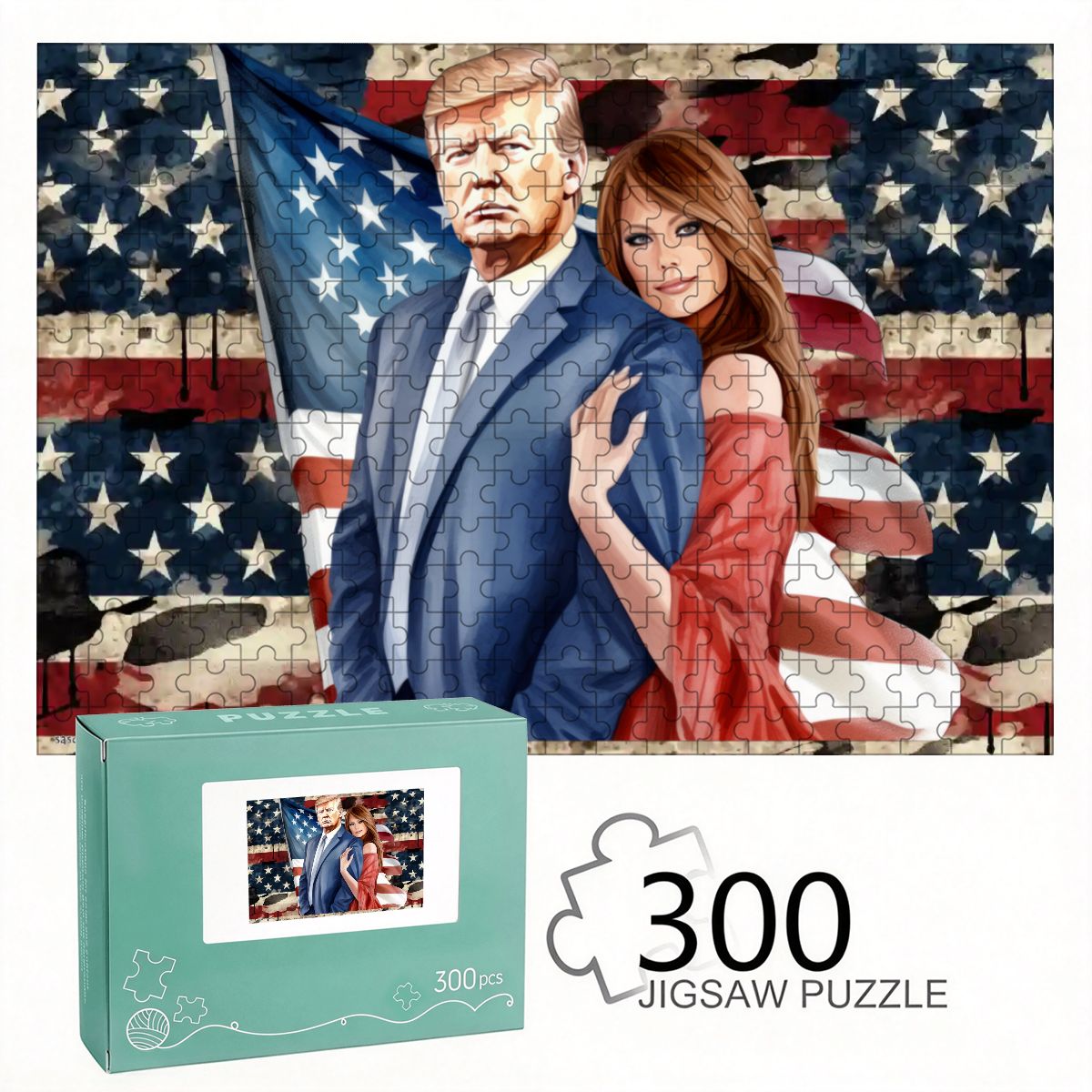 Donald & Melania Trump 300pcs Horizontal Wooden Jigsaw Puzzles