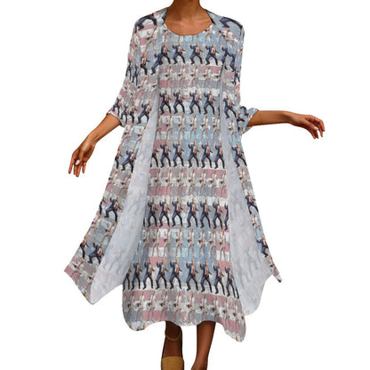 10 Donald Trump Designs, Women’s Long Dress with Cardigan