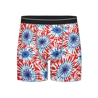 Tie-Dye Themed Men's Silky Polyester Extended Boxer Briefs Underwear