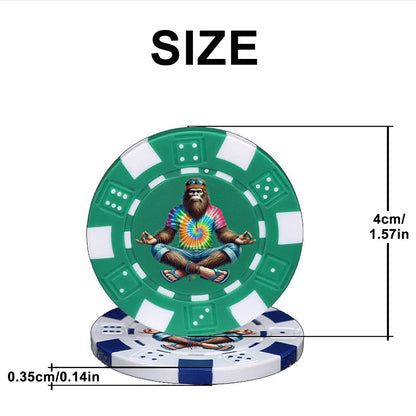 Hippie Tie Dye Sasquatch 10 Piece Poker Chips Set