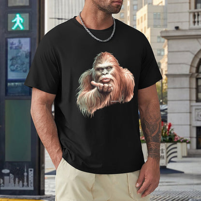 Sasquatch, Bigfoot Blow Kiss, Short Sleeve Cotton T-shirt