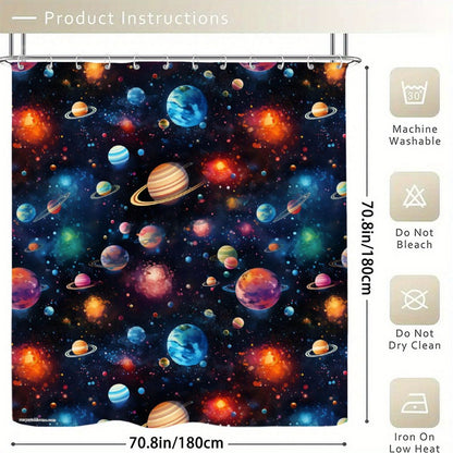 12 Galaxy Designs, Waterproof Polyester Shower Curtain – Made in the USA – 70.8x70.8”