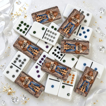 Bigfoot & Dog Double 12 Mexican Train Dominoes Set