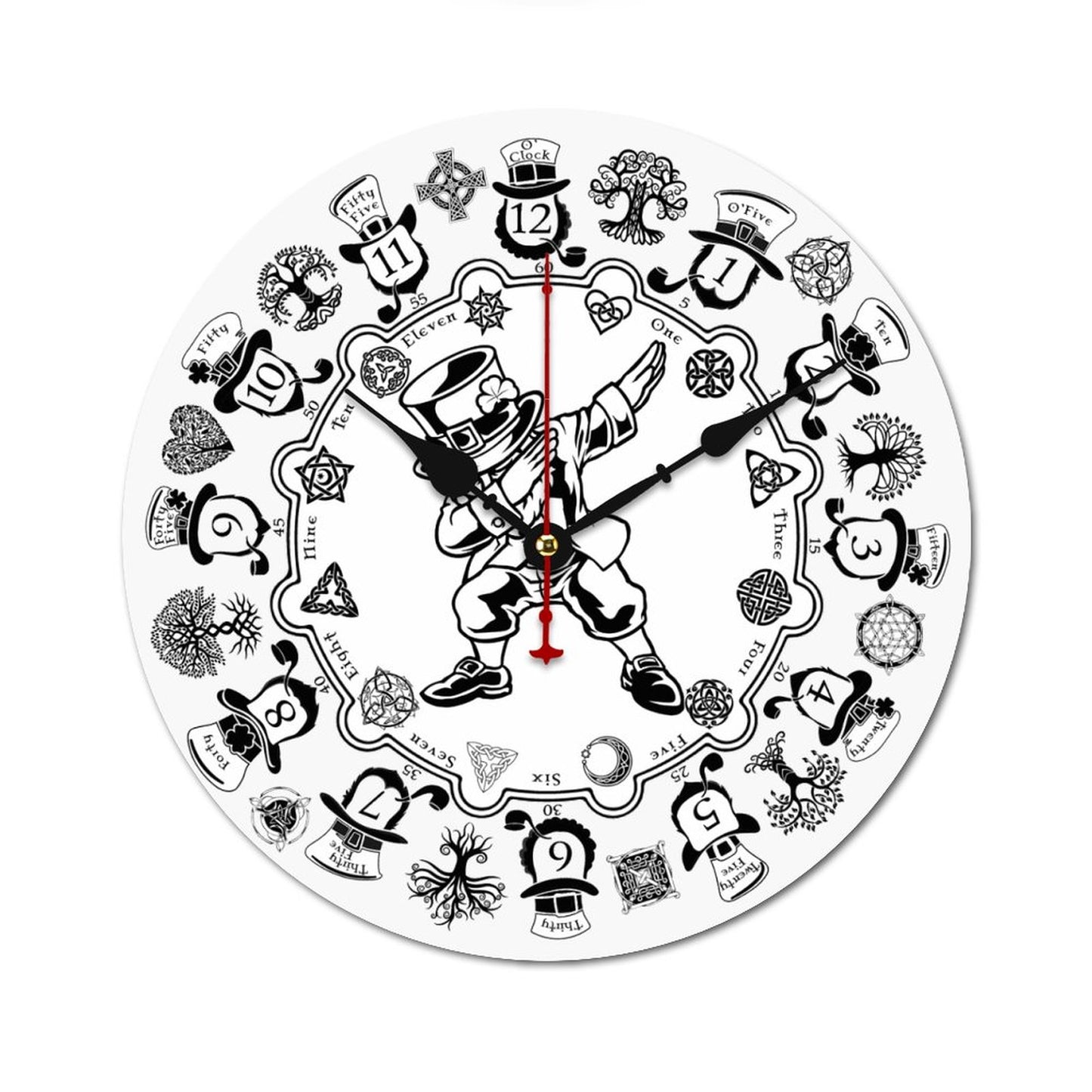 St Patrick, Irish, Wooden Wall Clock - Leprechaun Dab- Made in USA