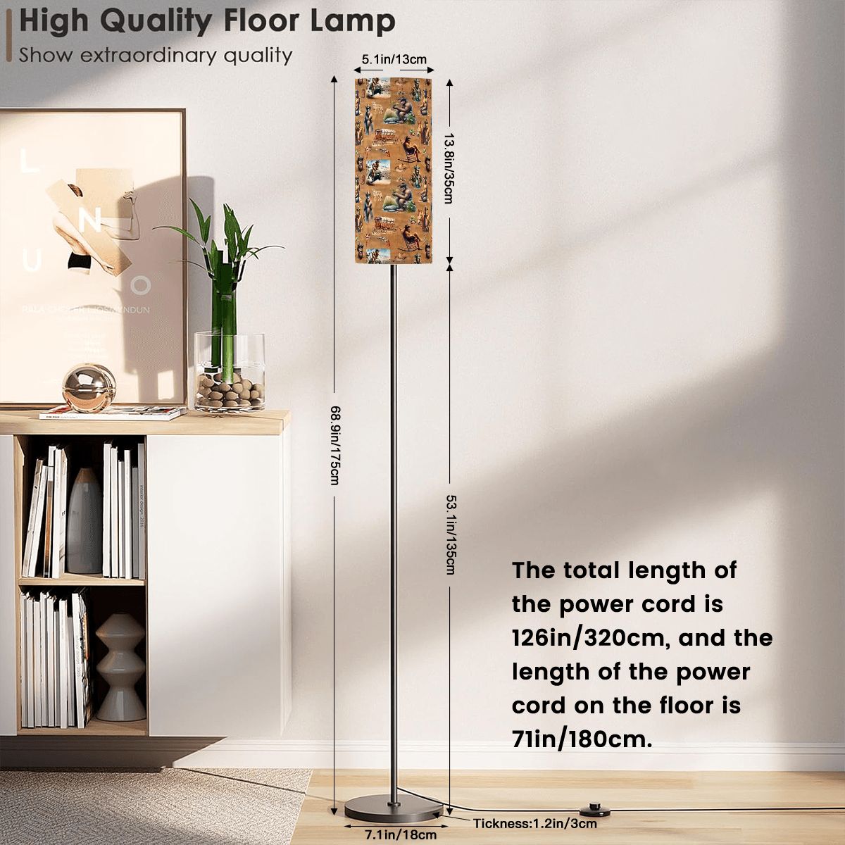 21 Bigfoot Sasquatch Designs, Floor Lamp Modern Standing Lamp (Made in USA)
