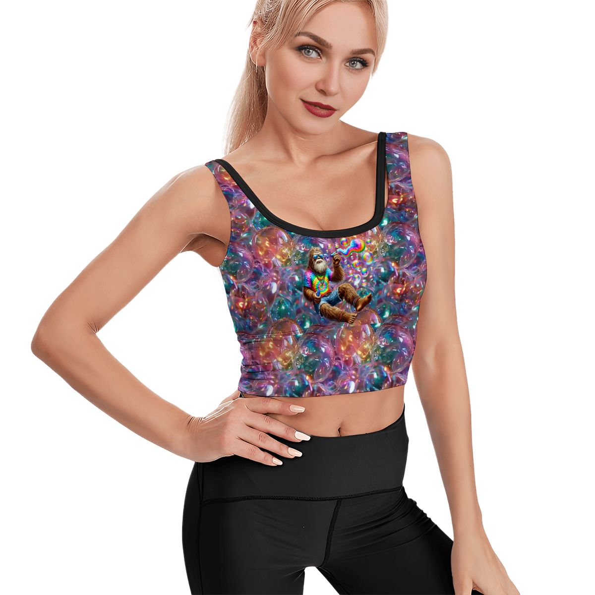 Hippie Bigfoot, Sasquatch, Women’s Strappy Sports Bra, Yoga Top