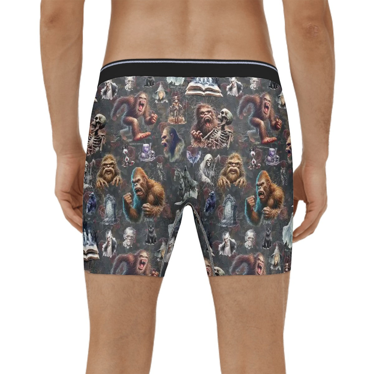 Sasquatch / Bigfoot Themed Men's Silky Polyester Extended Boxer Briefs Underwear