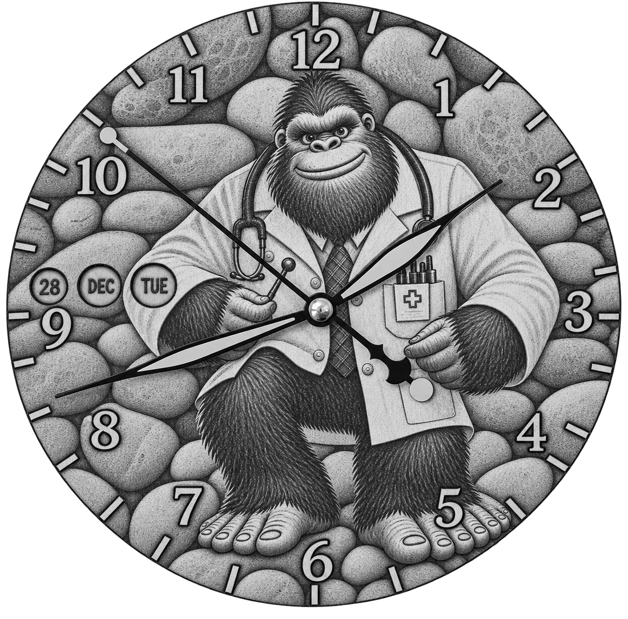 Laser Etched Calendar Clocks - Doctor Sasquatch