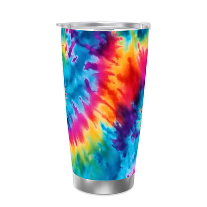 Tie Dye Themed 20 oz Travel Coffee Mug w/ Straw & Brush Options