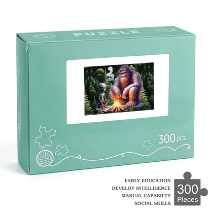 Sasquatch and Alien 300pcs Horizontal Wooden Jigsaw Puzzles