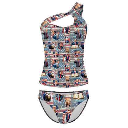 20 Donald Trump Designs, Women One-Shoulder Tankini, Two Piece
