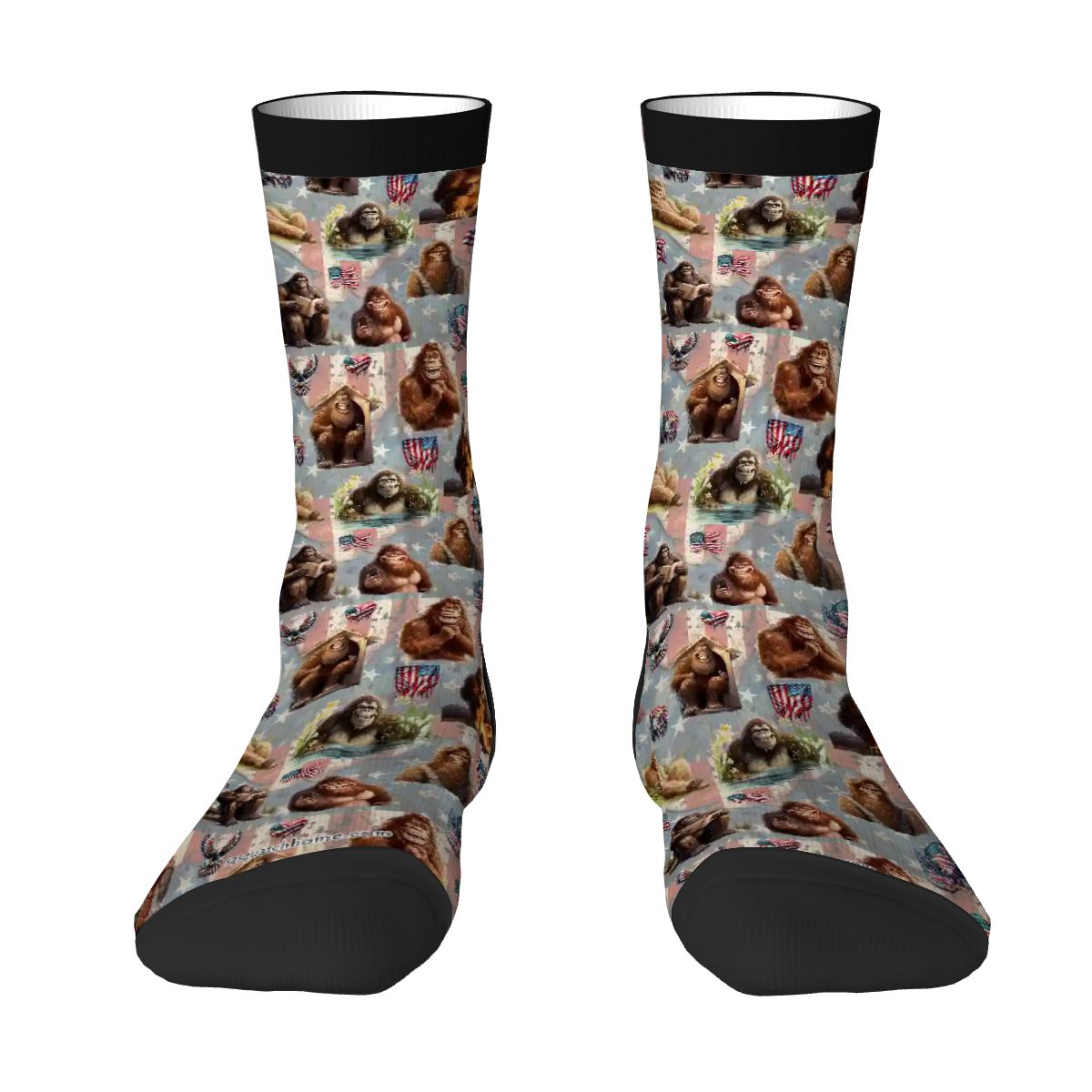 Bigfoot, Sasquatch 19 Designs - Polyester Crew Socks, Bigfoot Socks, Sasquatch Socks, Bigfoot Crew