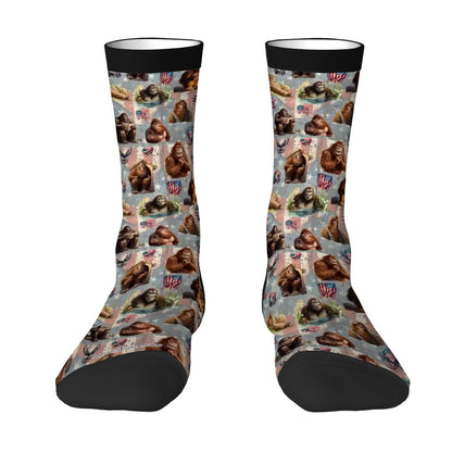 Bigfoot, Sasquatch 19 Designs - Polyester Crew Socks, Bigfoot Socks, Sasquatch Socks, Bigfoot Crew
