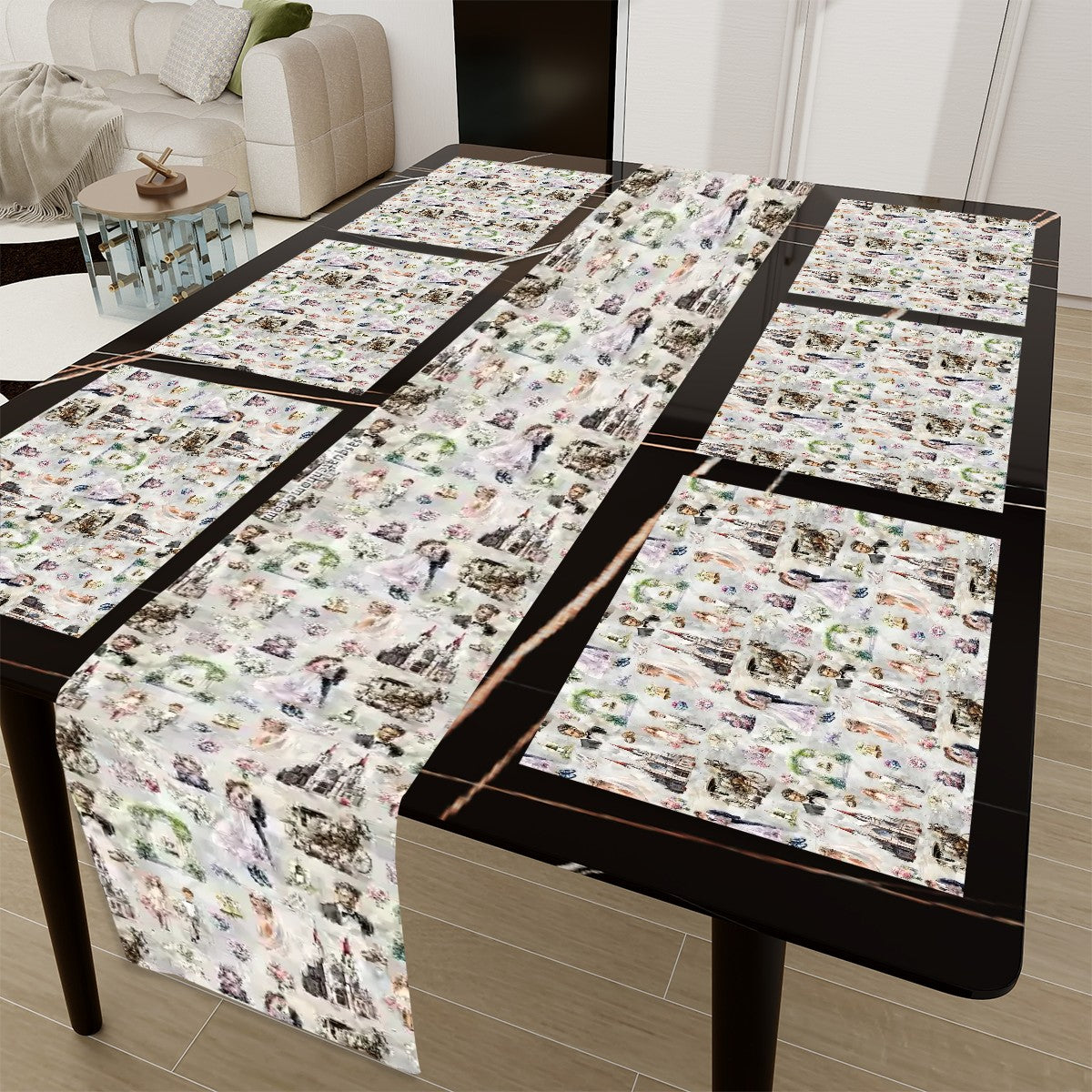Awesome/Mythical Themed Table Runner, Placemats Set 7 Pieces