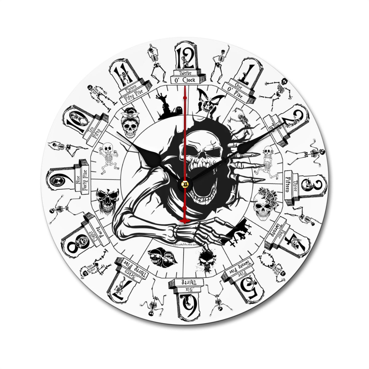B & W Wooden Round Clock - 5 Sizes- Made in USA