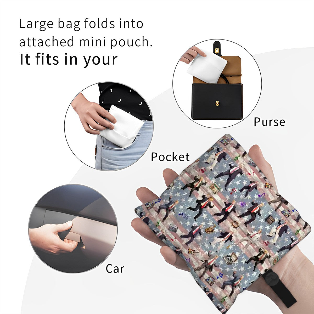 20 Donald Trump Designs, Reusable, Folding Grocery Bags