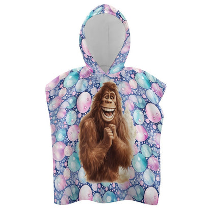 Bigfoot, Sasquatch Themed, Hooded Terry Cloth Pullover Towel for Kids, Children