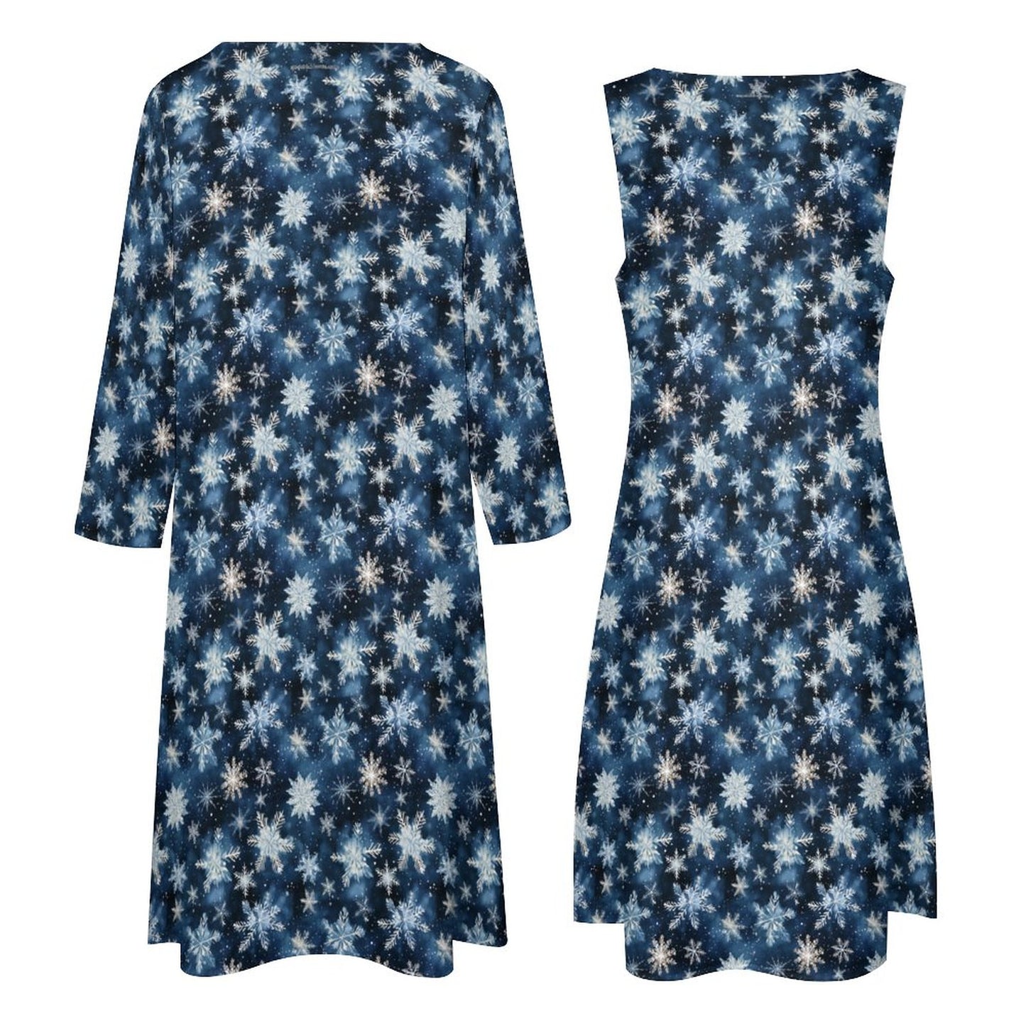 Fun Yeti on Snowflakes, Women’s Long Dress with Cardigan