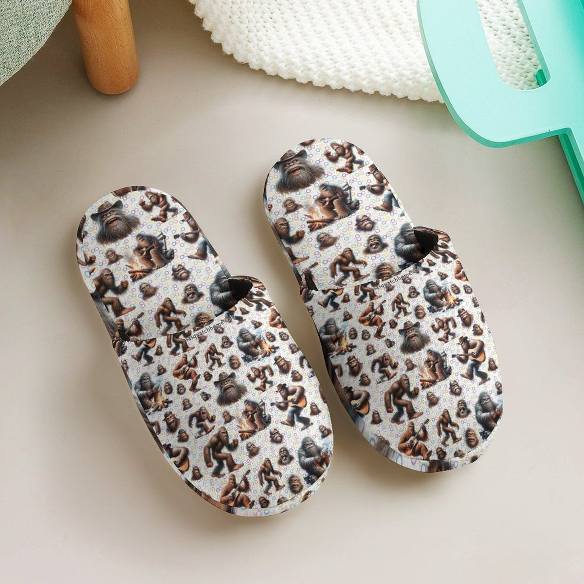20 Bigfoot Sasquatch Designs, Children's Cotton Flannel Slippers