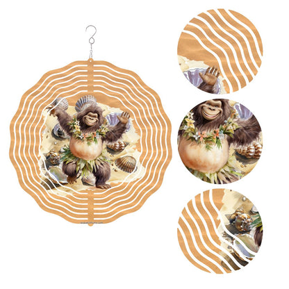 Houla Dancer Bigfoot, Sasquatch, US Made Hanging Metal 3D Wind Spinner, Ornament - MADE IN USA