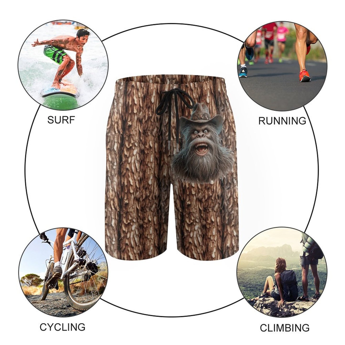 Bigfoot, Sasquatch on Trees, Children’s Beach Pants, Swim Shorts