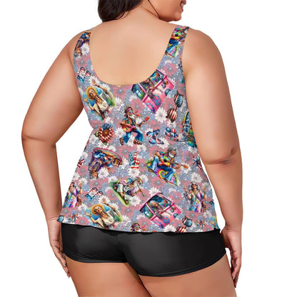 6 Fairy Designs, Plus Size Women Bikini, Tankini Suit