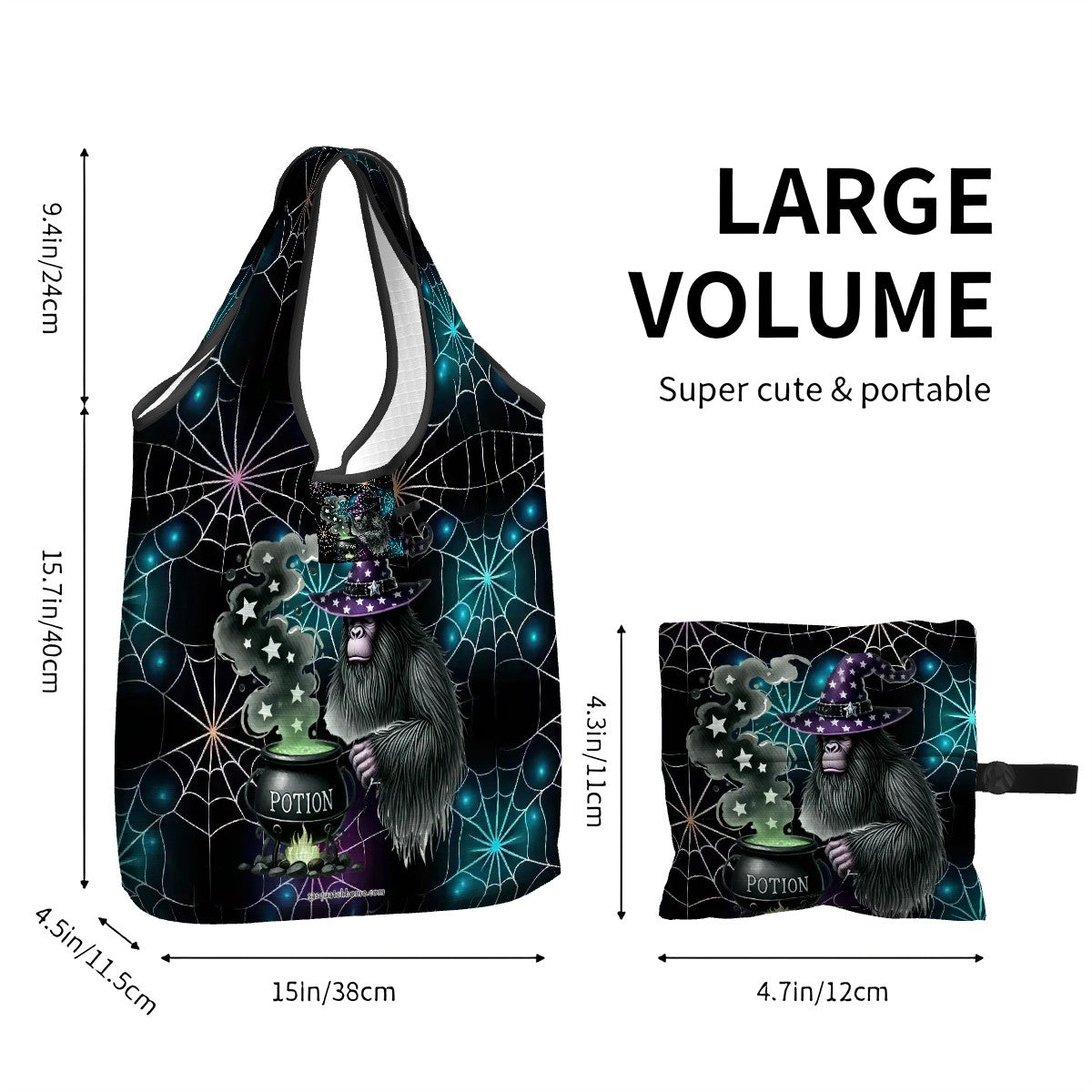 Sasquatch / Bigfoot Halloween Bag, Reusable Folding Bag