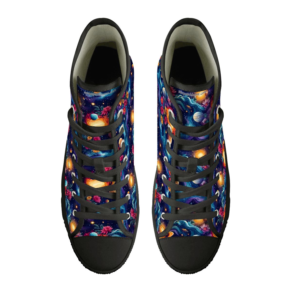 12 Galaxy, Outer Space Designs, Women's High Top Canvas Shoes