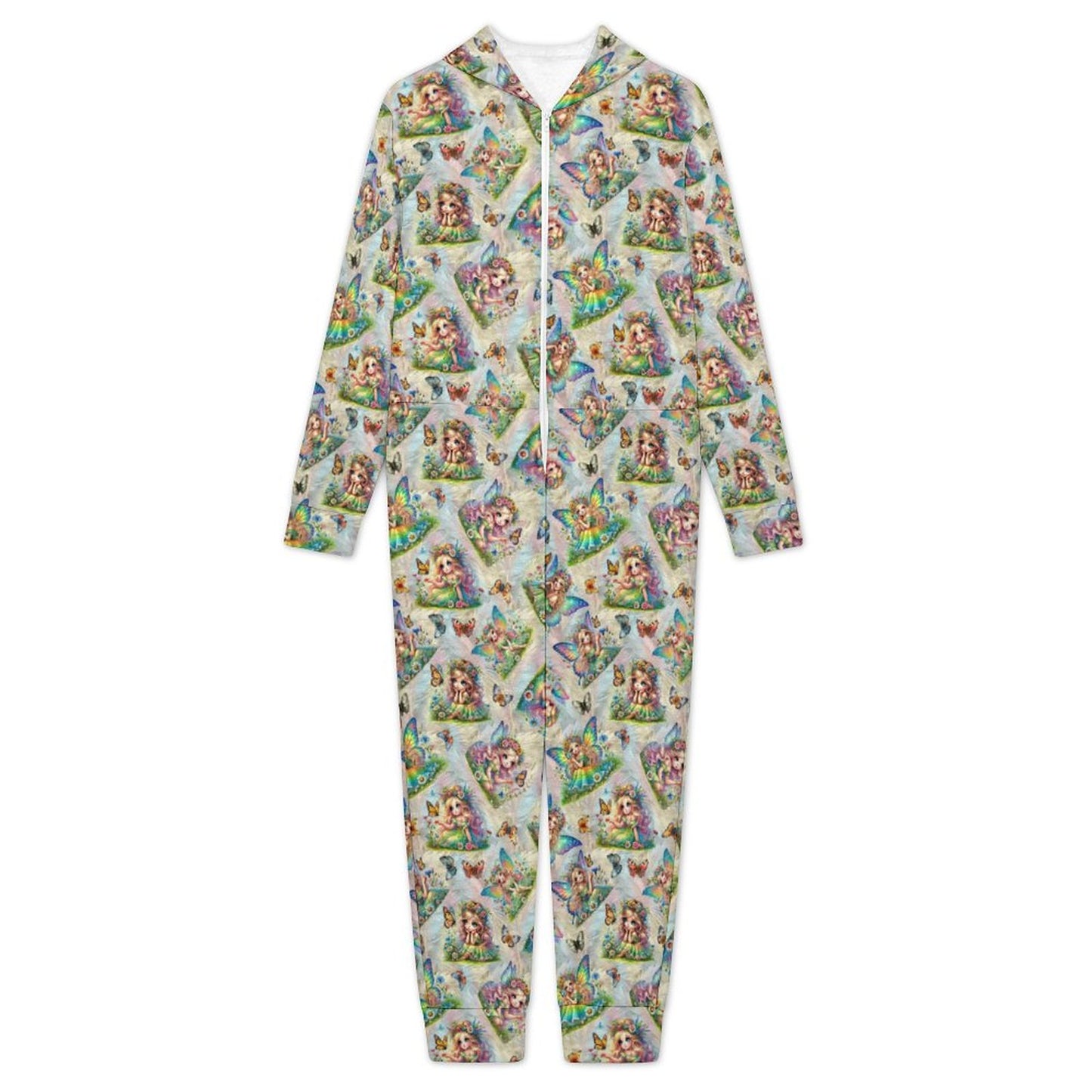 6 Fairy Designs, Youth Flannel Footless Zip up Pajama Jumpsuit