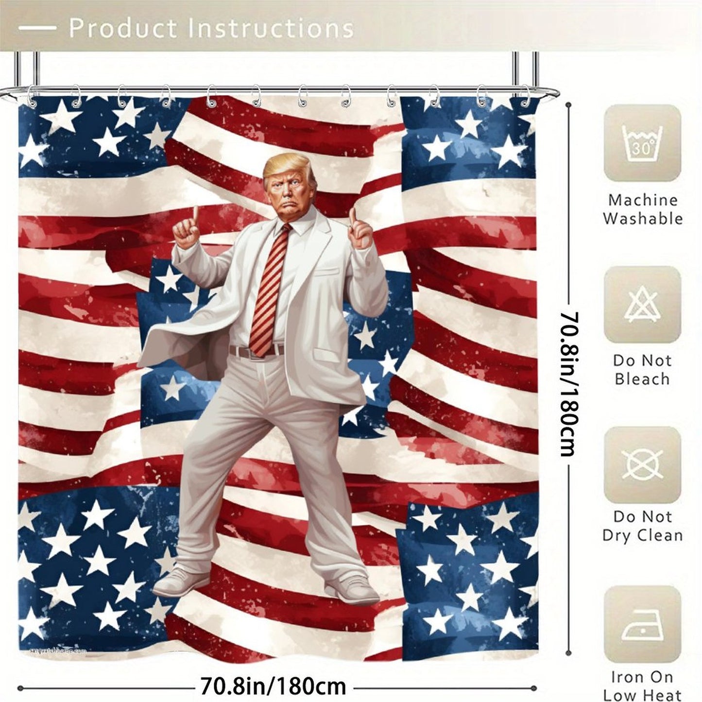 Donald Trump Dance 2 Waterproof Polyester Shower Curtain – Made in the USA – 70.8x70.8”