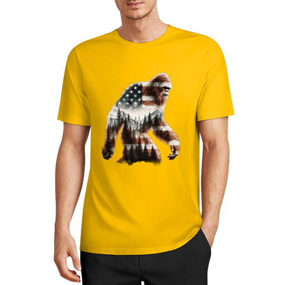 Bigfoot - Sasquatch Flag Scenery Cotton Unisex Long Sleeve T-shirt