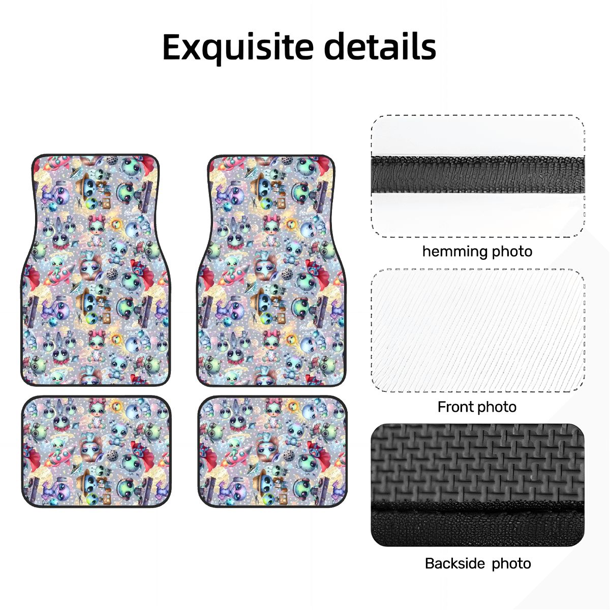 6 Alien Designs, 4 Piece Auto Floor Mats