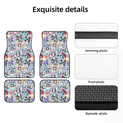 6 Alien Designs, 4 Piece Auto Floor Mats