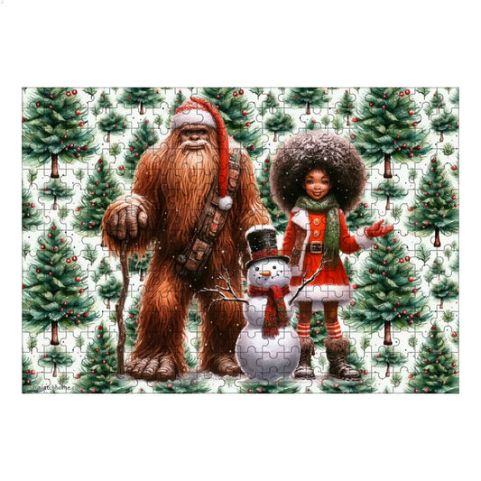 Sasquatch Snowman & Girl 1 300pcs Horizontal Wooden Jigsaw Puzzles