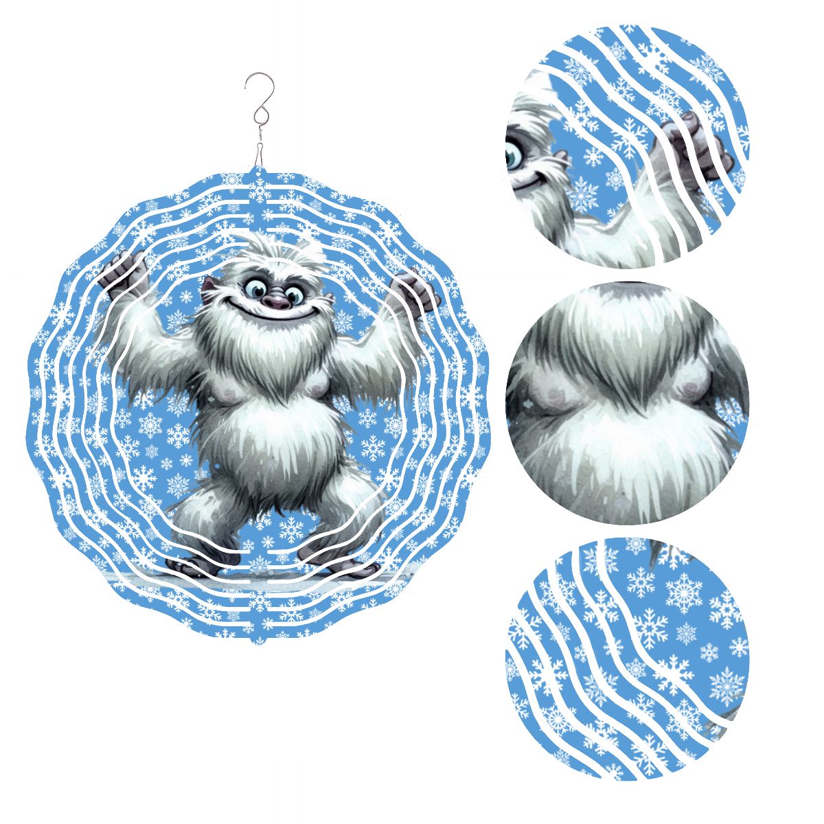 Dancing Yeti, US Made Hanging Metal 3D Wind Spinner, Ornament - MADE IN USA