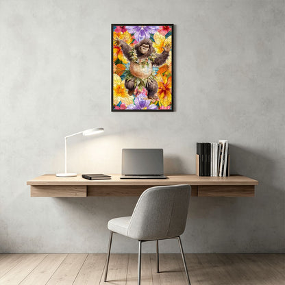 Hawaiian Sasquatch Dancing 300pcs Wooden Vertical Jigsaw Puzzle