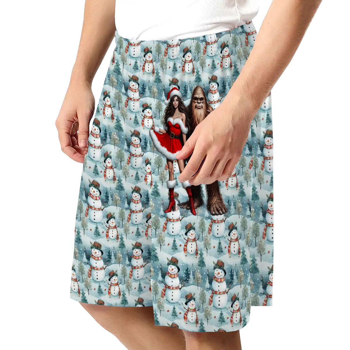 Naughty Bigfoot / Sasquatch, Men’s Polyester, pocketed, pajama Shorts