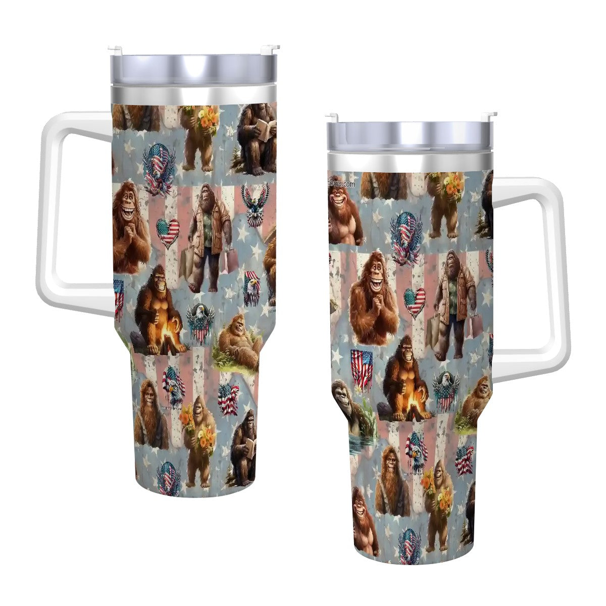 Sasquatch Themed 40 oz Travel Coffee Mug with a Straw