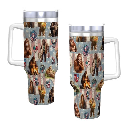 Sasquatch Themed 40 oz Travel Coffee Mug with a Straw