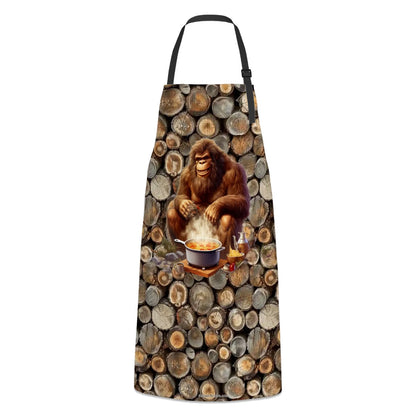 Bigfoot Sasquatch Fire Cooking, Waterproof Apron with Pockets