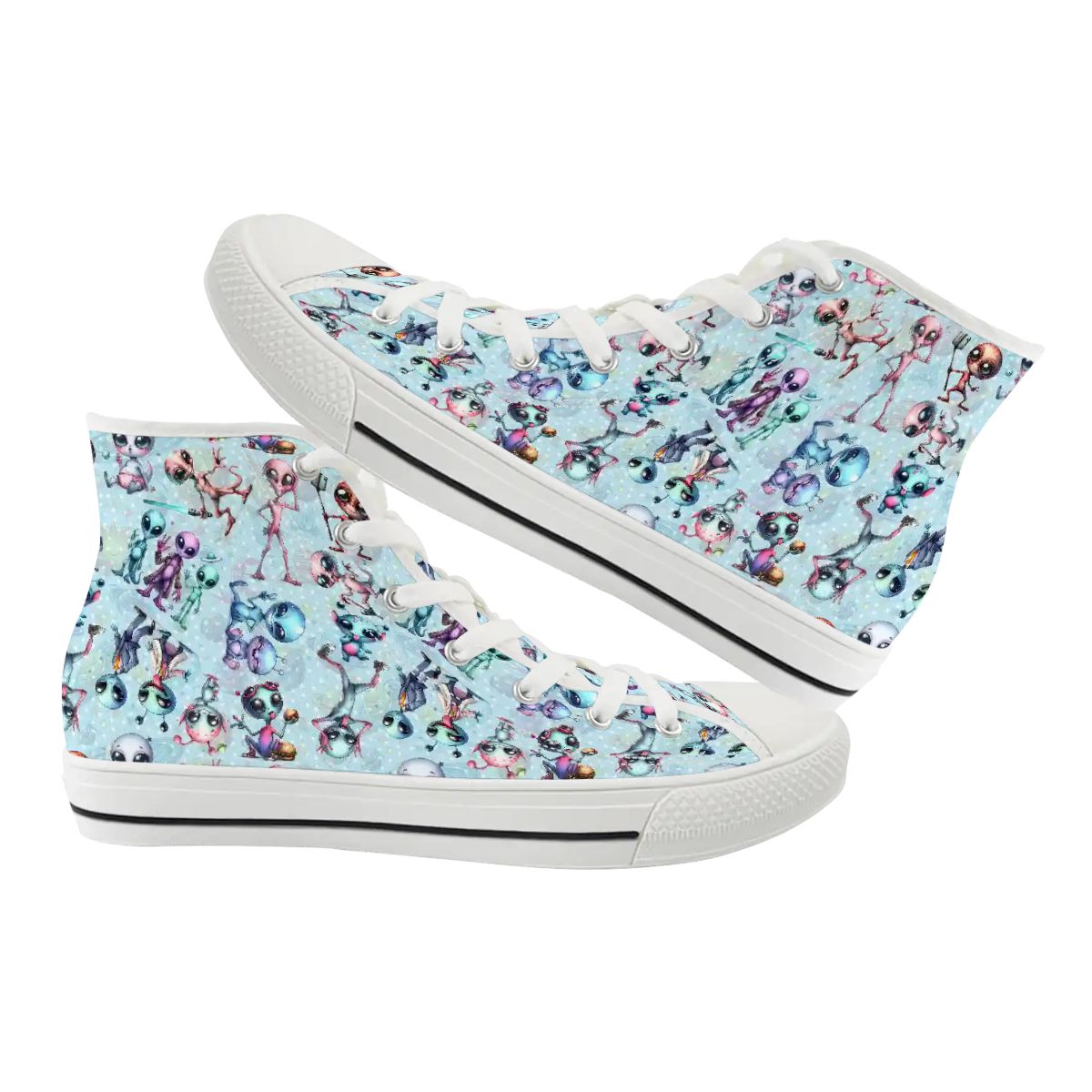 6 Alien Designs, Women's High Top Canvas Shoes