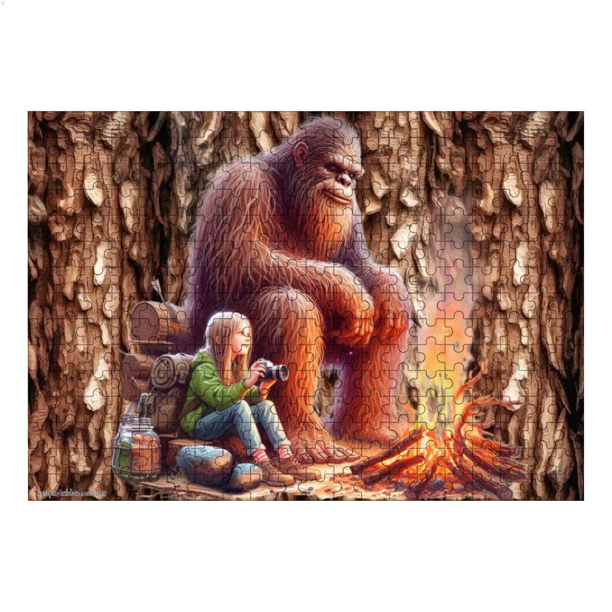 Sasquatch & Girl by Fier 300pcs Horizontal Wooden Jigsaw Puzzles
