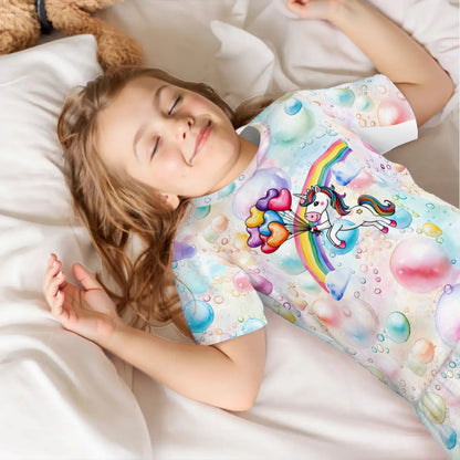 Children’s 2 Piece Short Pajama Set - Rainbow Unicorn Balloons
