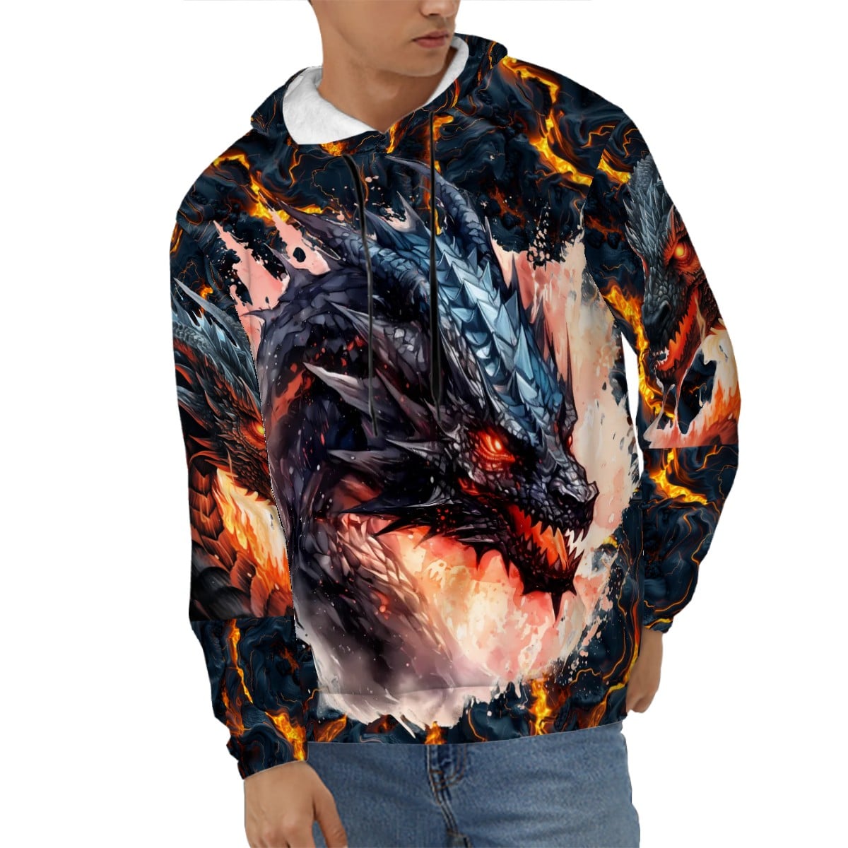 Dragon Design, Eyes on Hoodie, Zip Up Hoodie