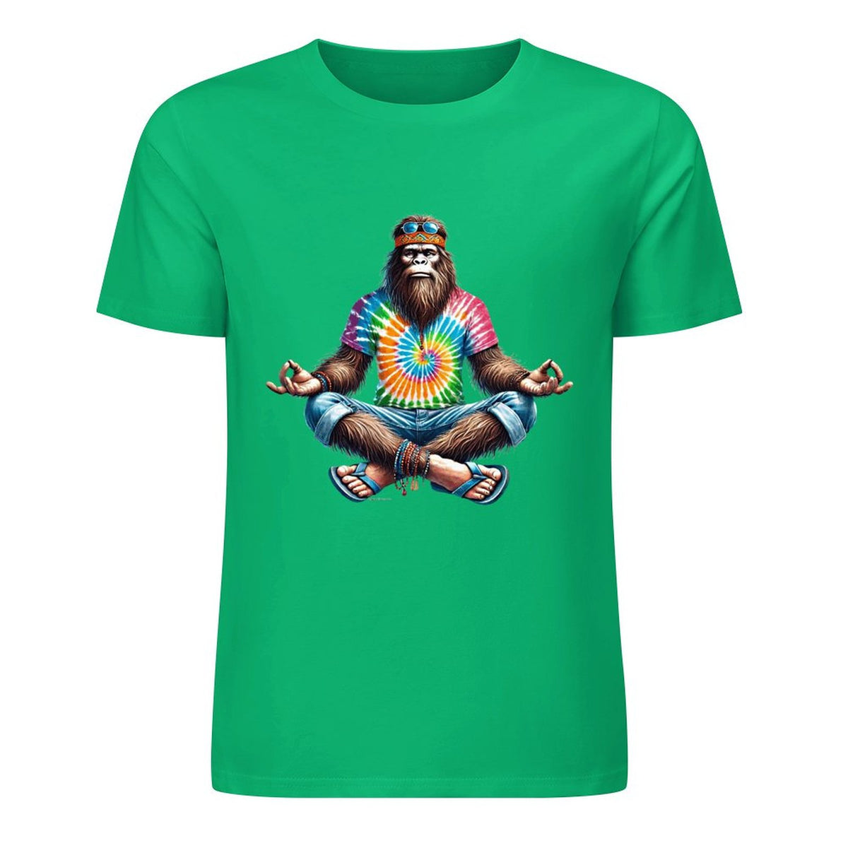 Bigfoot - Sasquatch Hippie Yoga Short Sleeve Cotton T-Shirt