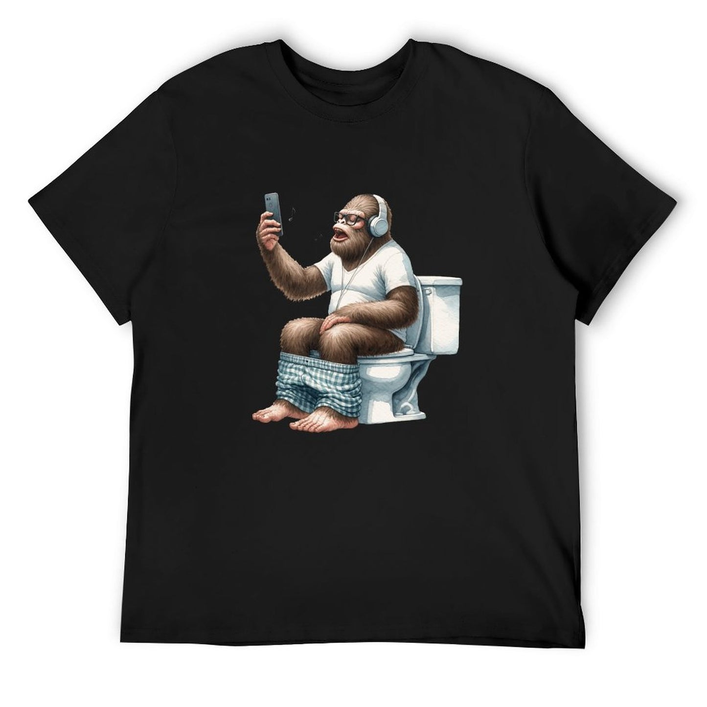 Sasquatch, Bigfoot on Toilet -Short Sleeve Cotton T-shirt Men